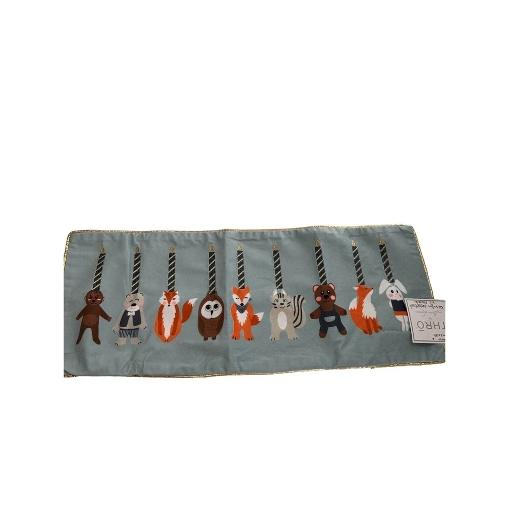 Thro Marlo Lorenz pillow case Woodland Animal Hanukkah Embroidered Velvet Fox
